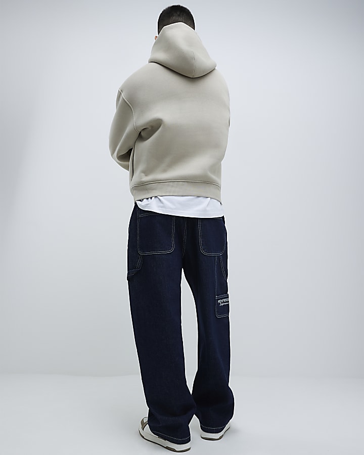 River Island Blue Baggy Fit Carpenter Jeans