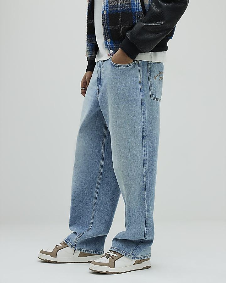 River Island Blue Baggy Fit Jeans