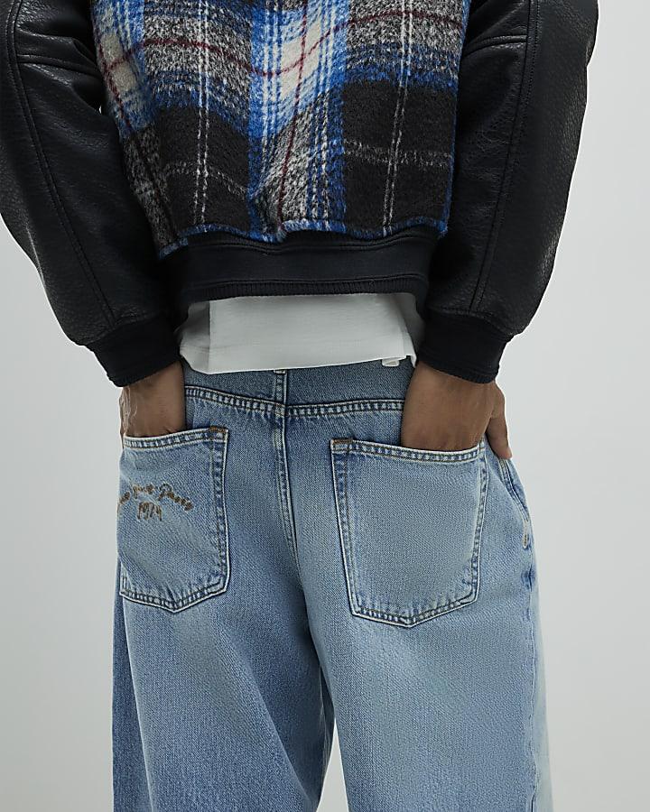 River Island Blue Baggy Fit Jeans