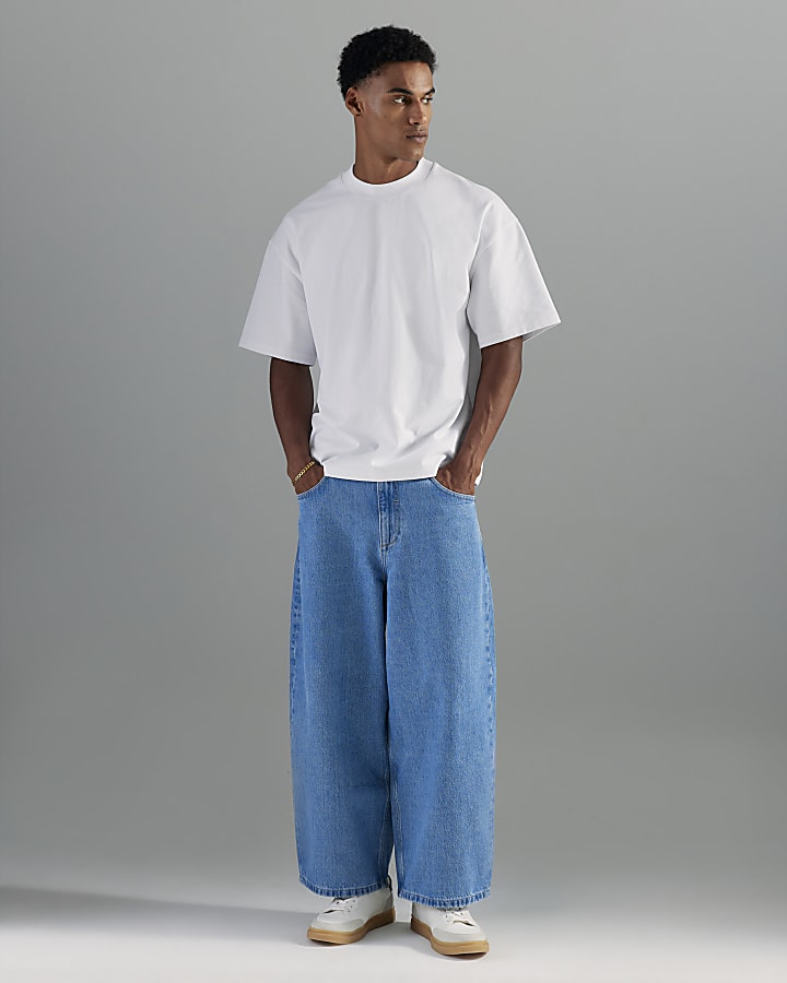 River Island Blue Barrel Leg Jeans