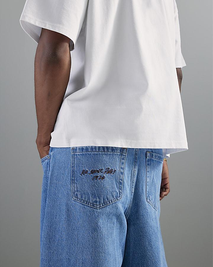 River Island Blue Barrel Leg Jeans