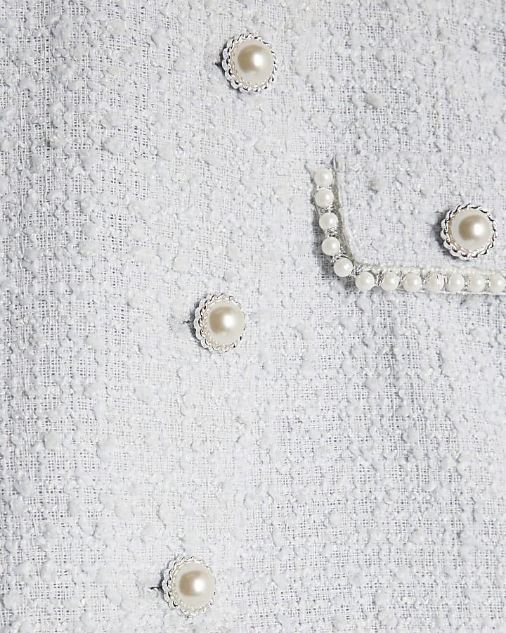 river island Blue Boucle Faux Fur Trim Mini Skirt