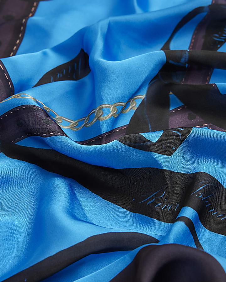 river island Blue Chain Print Neck Scarf