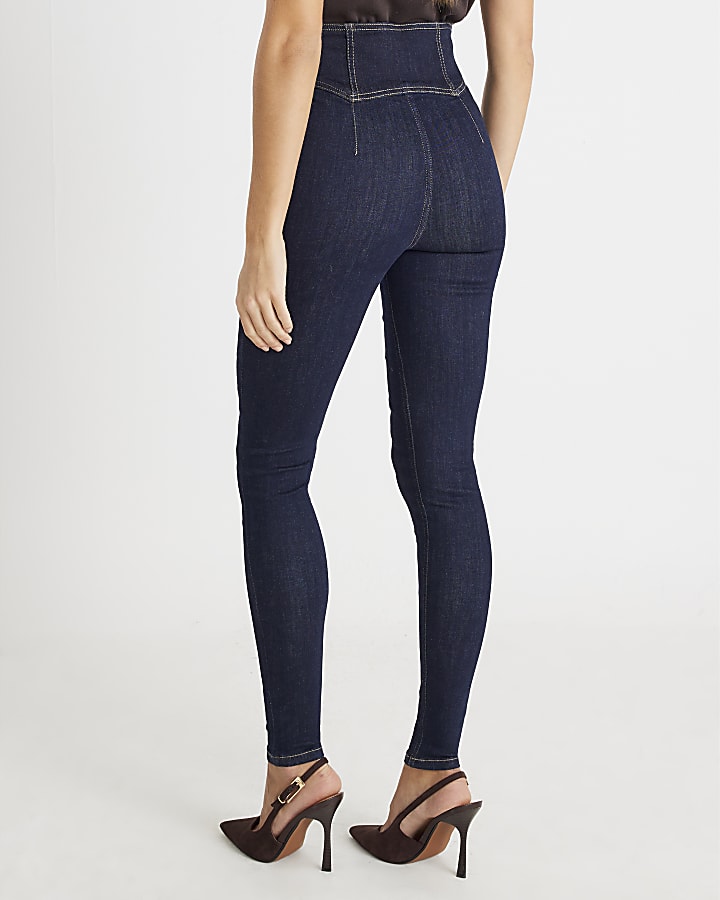 River Island Blue Corset Skinny Jeans