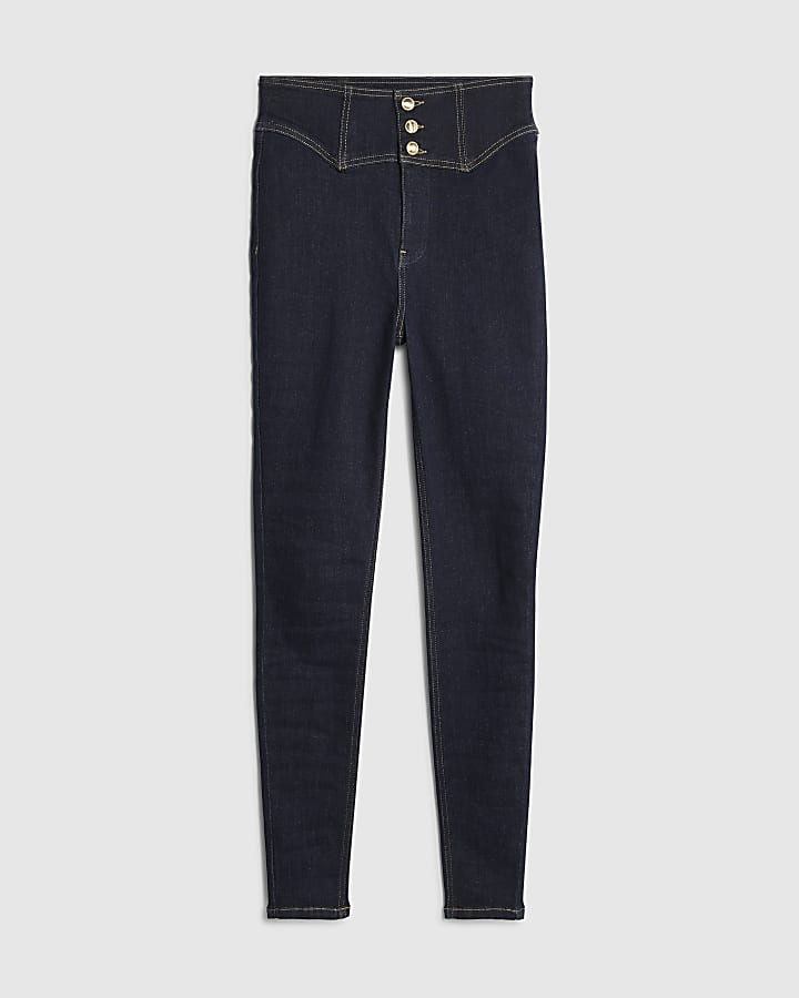 river island Blue Corset Skinny Jeans