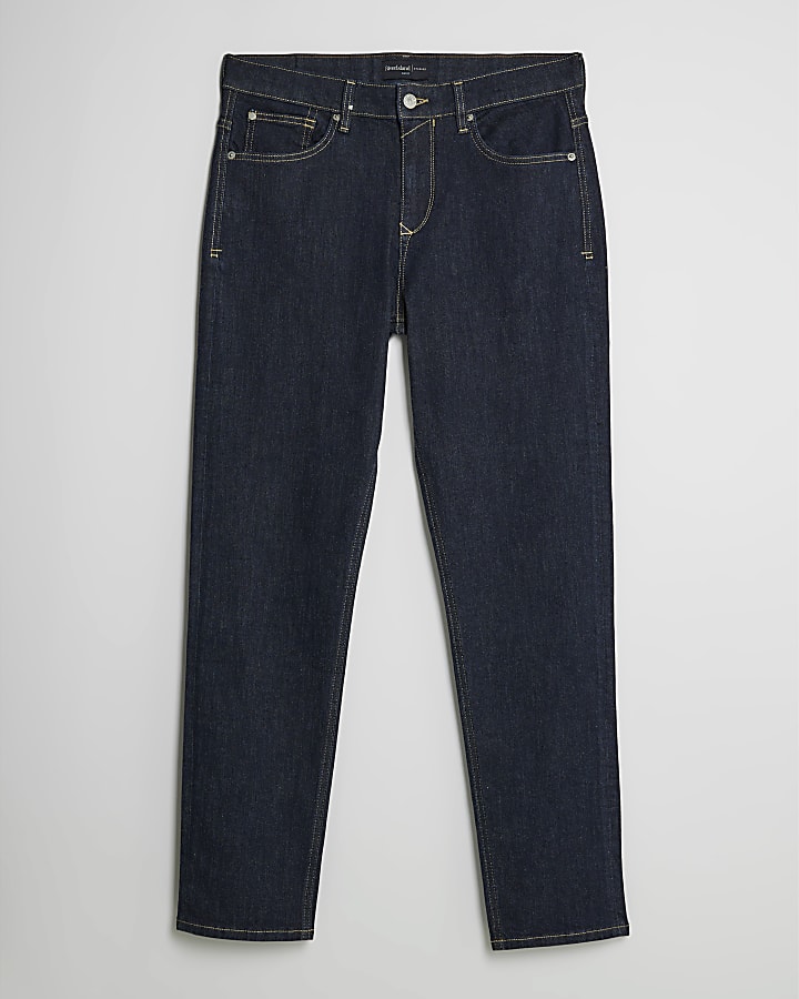 river island Blue Dark Slim Fit Jeans