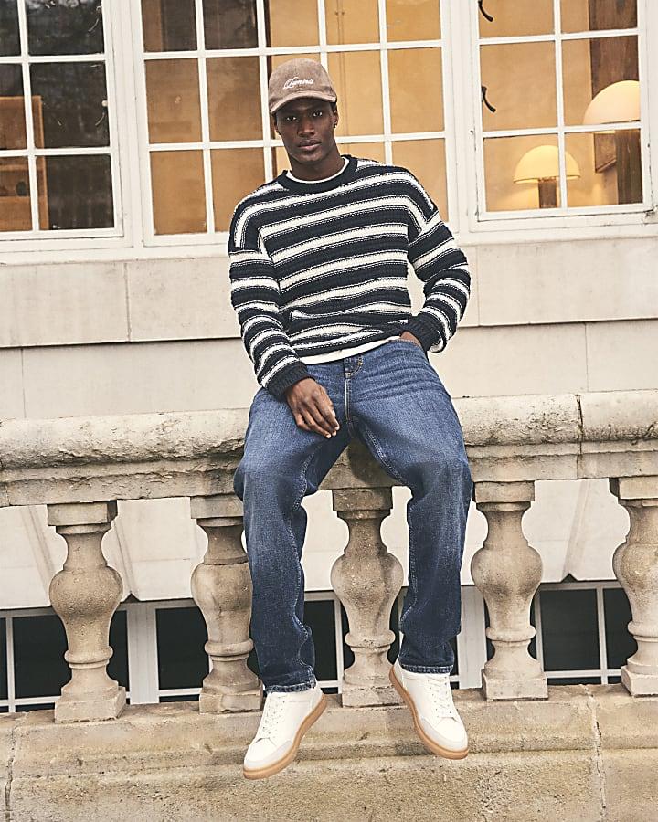 river island Blue Demin Straight Leg Jeans