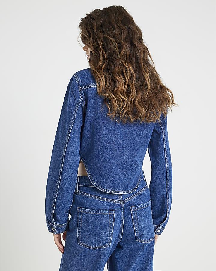 River Island Blue Denim Corset Jacket