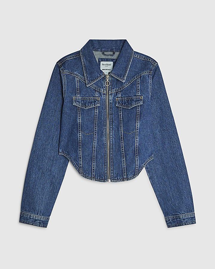 river island Blue Denim Corset Jacket