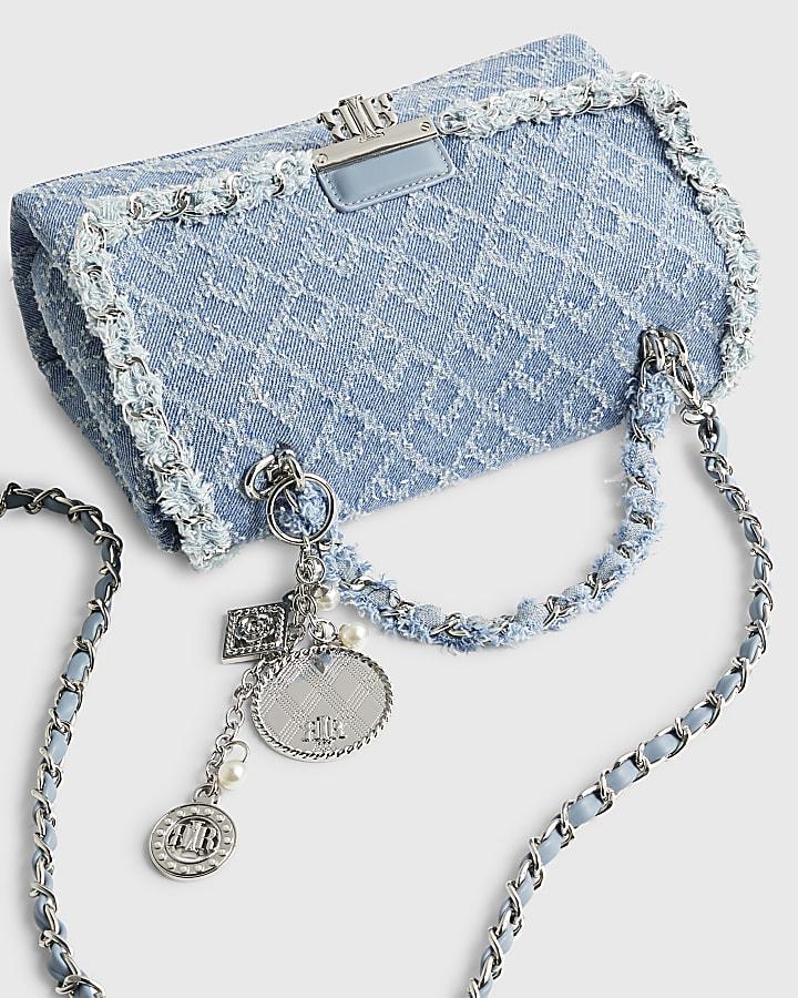 River Island Blue Denim Front Flap Shoulder Bag