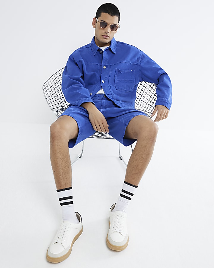 River Island Blue Denim Regular Fit Shorts