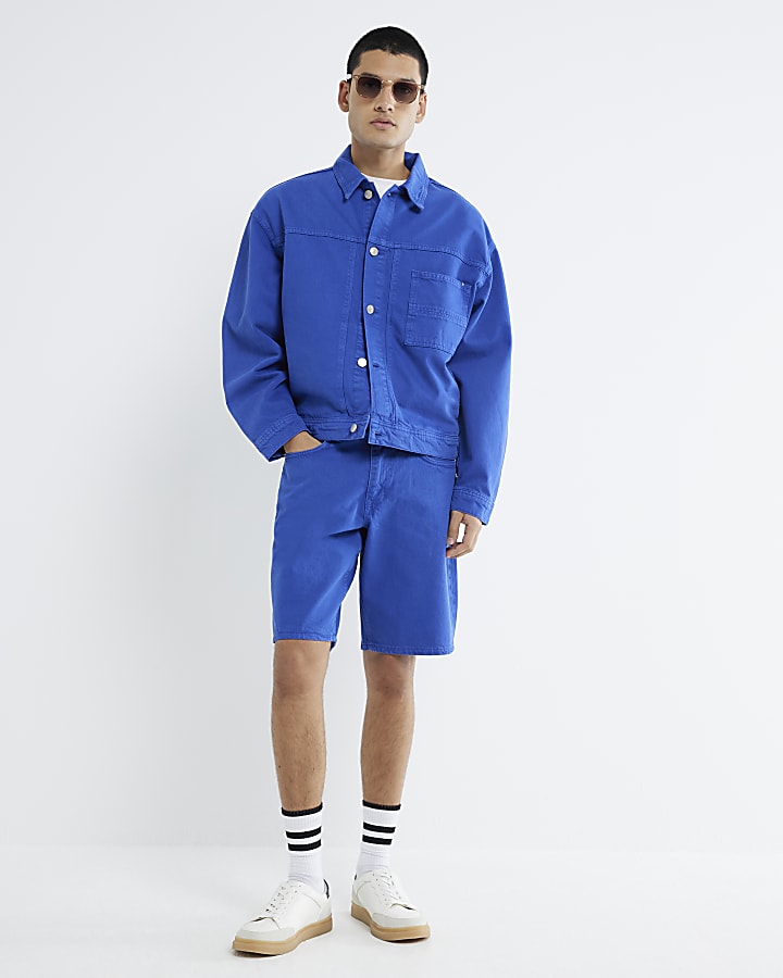River Island Blue Denim Regular Fit Shorts