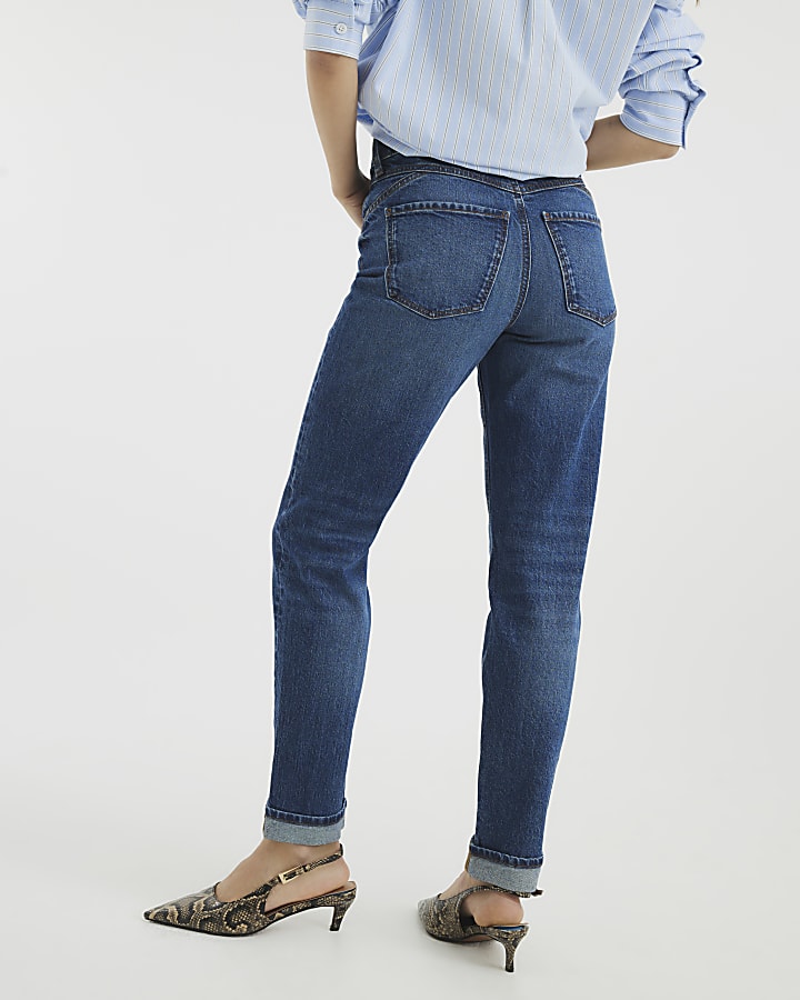 River Island Blue Denim Sculpt Mom Jeans