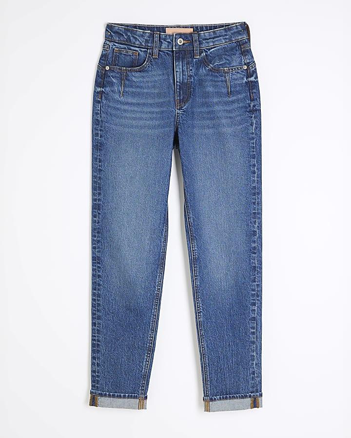river island Blue Denim Sculpt Mom Jeans