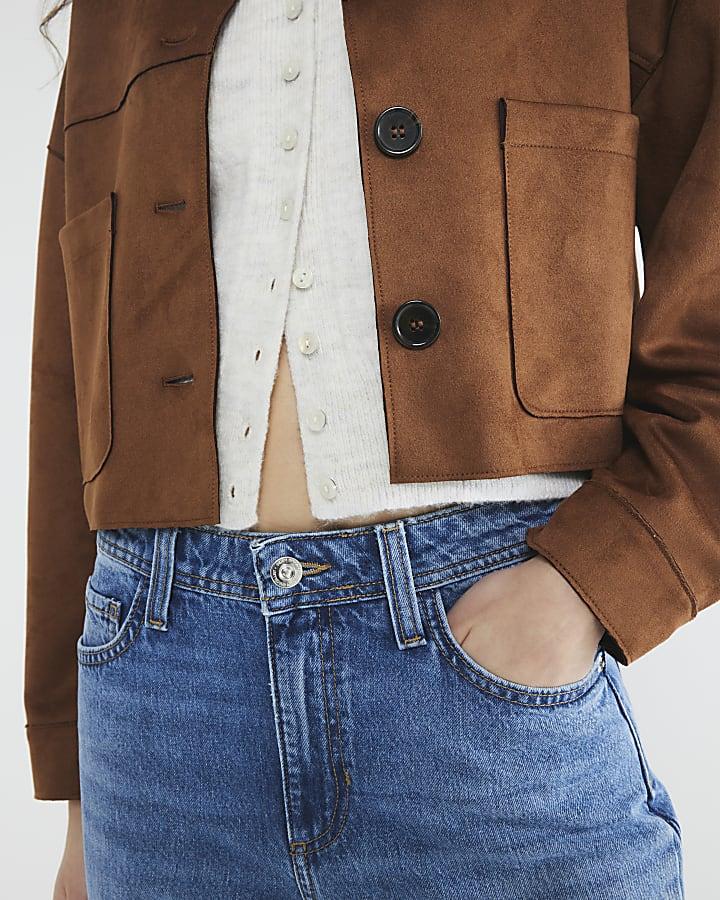 River Island Blue Denim Seamed Barrel Jeans