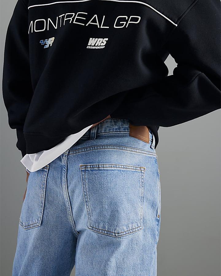 River Island Blue Denim Straight Leg Jeans