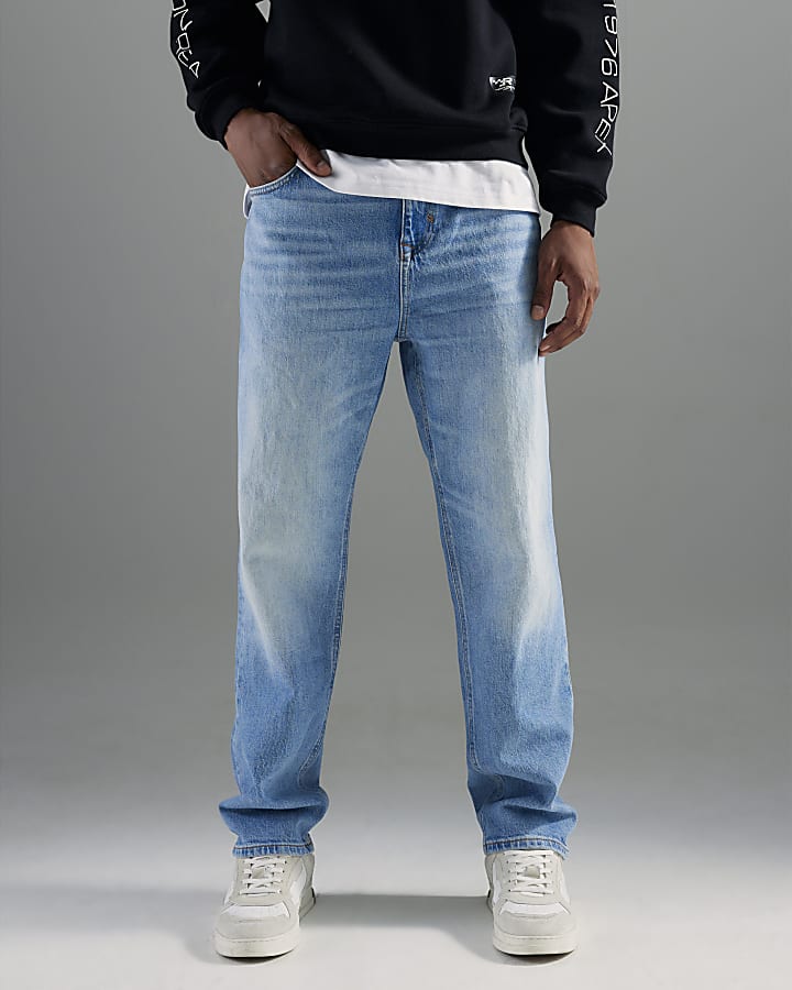 River Island Blue Denim Straight Leg Jeans