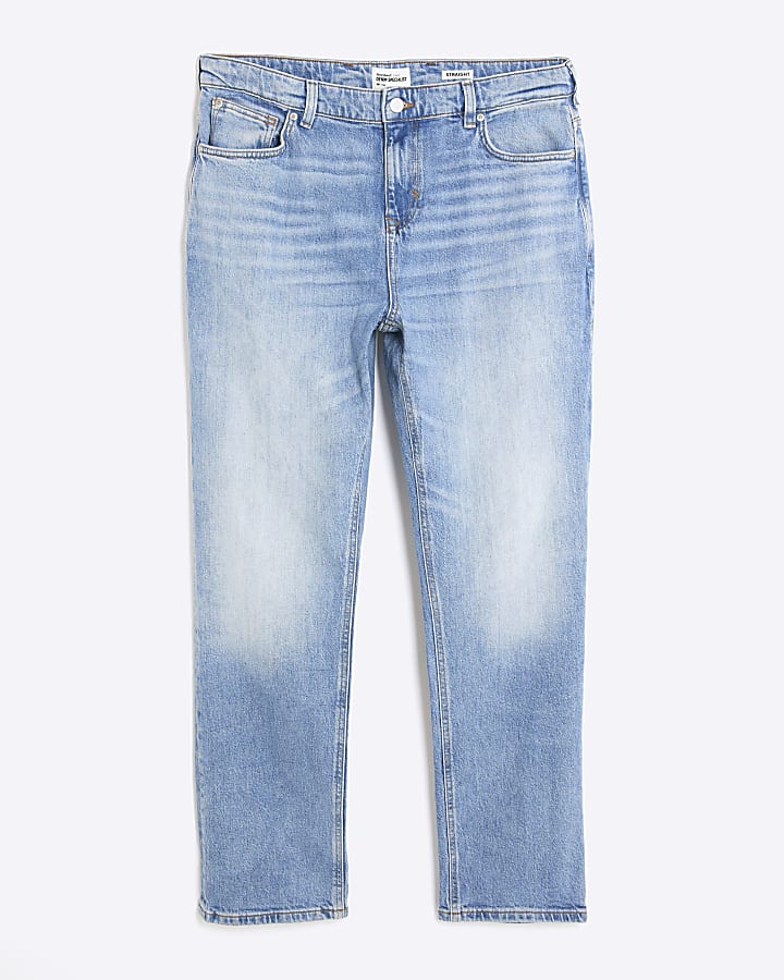 river island Blue Denim Straight Leg Jeans