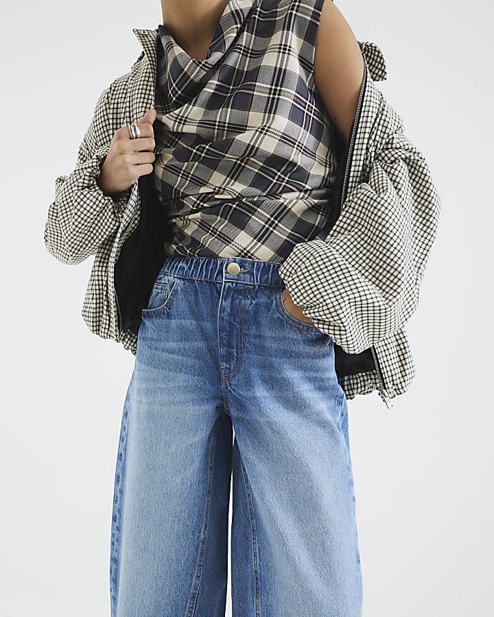 River Island Blue Elasticated Barrel Leg Jeans