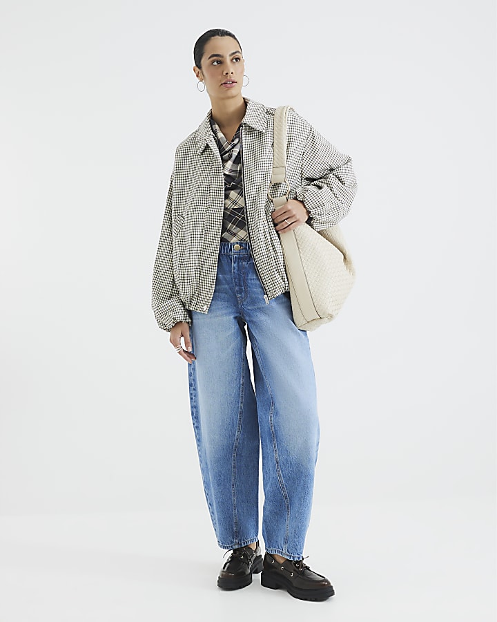 River Island Blue Elasticated Barrel Leg Jeans