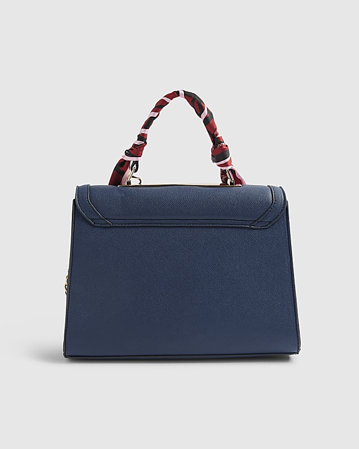 River Island Blue Embossed Charm Tote Bag