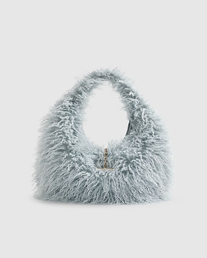 River Island Blue Faux Fur Shoulder Bag