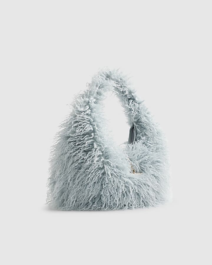 River Island Blue Faux Fur Shoulder Bag