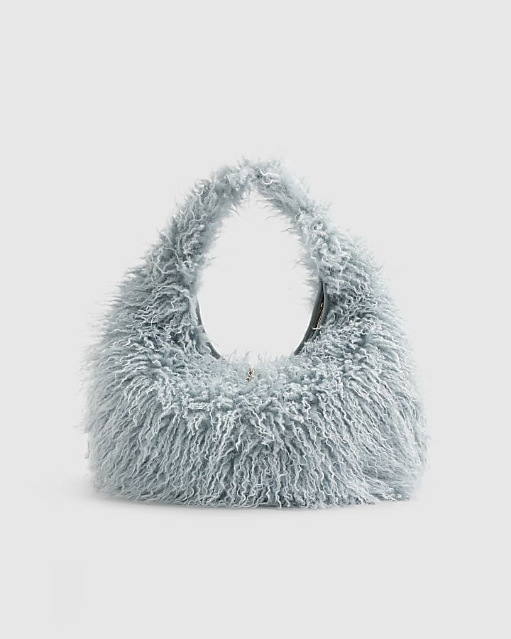 River Island Blue Faux Fur Shoulder Bag