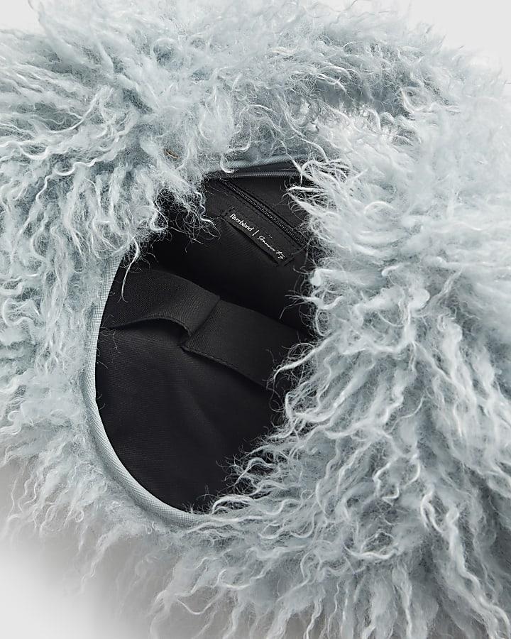 river island Blue Faux Fur Shoulder Bag