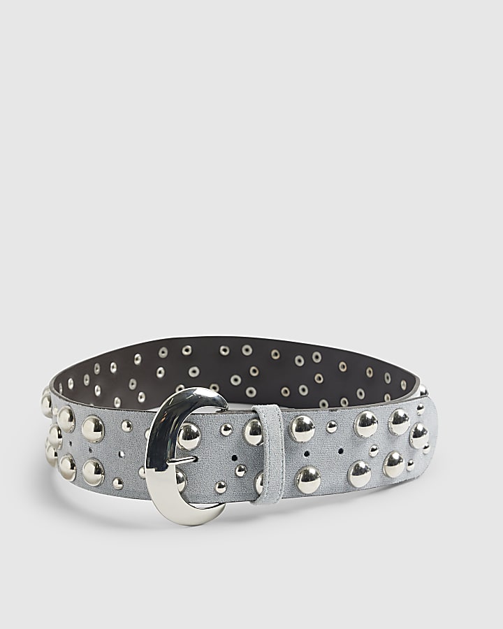 River Island Blue Faux Suede Studded Belt