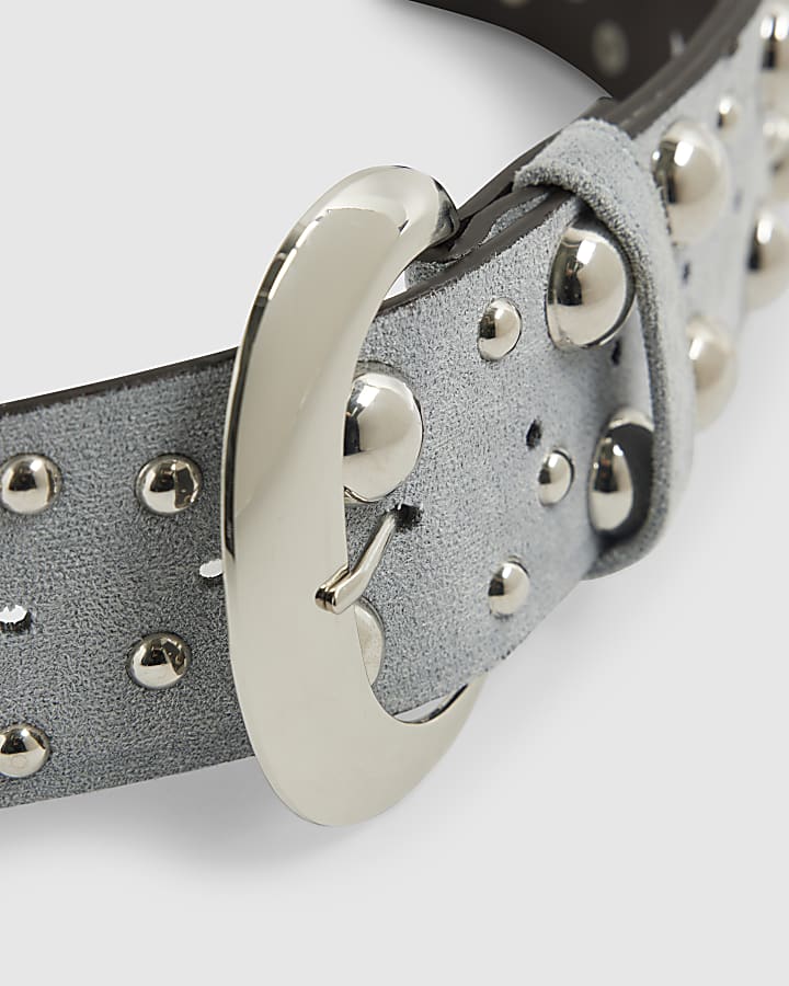 River Island Blue Faux Suede Studded Belt