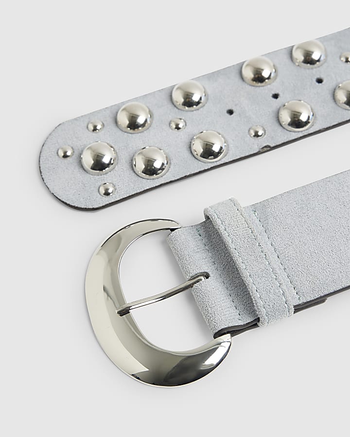 River Island Blue Faux Suede Studded Belt