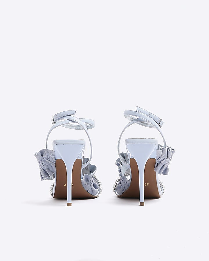 River Island Blue Frill Strap Heeled Sandals