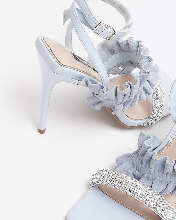 river island Blue frill strap heeled sandals