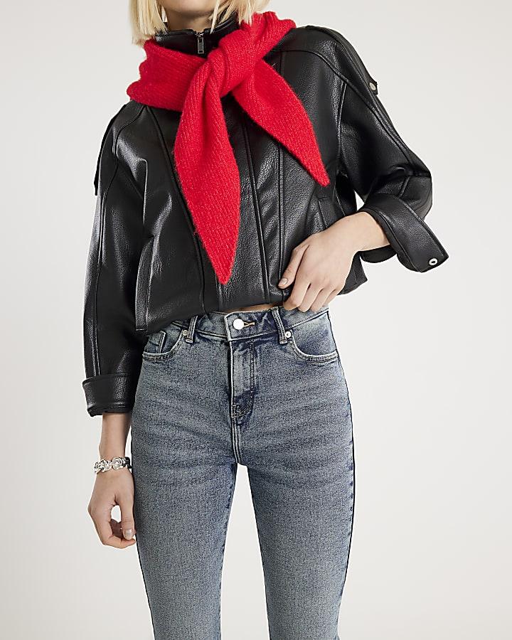 River Island Blue High Rise Flared Jeans