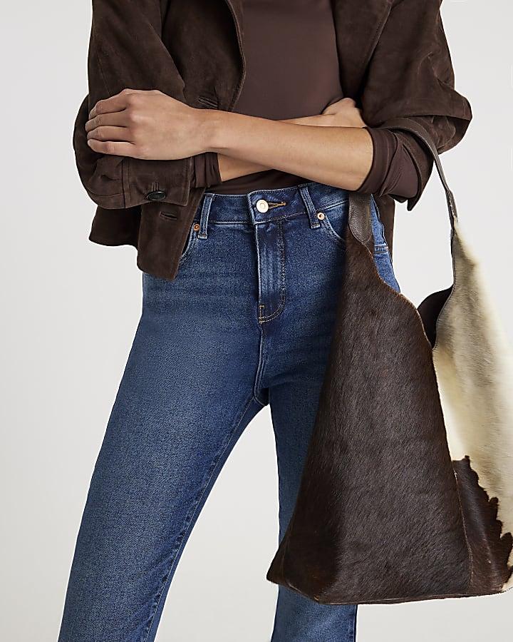 River Island Blue High Rise Flared Jeans