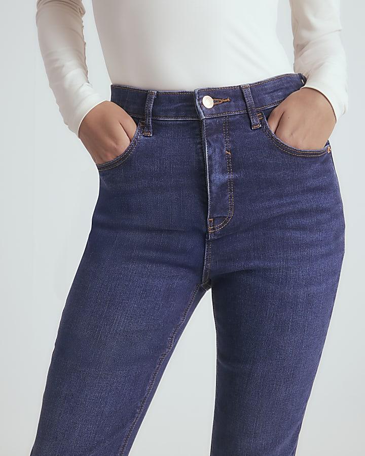 River Island Blue High Rise Sculpt Flare Jeans