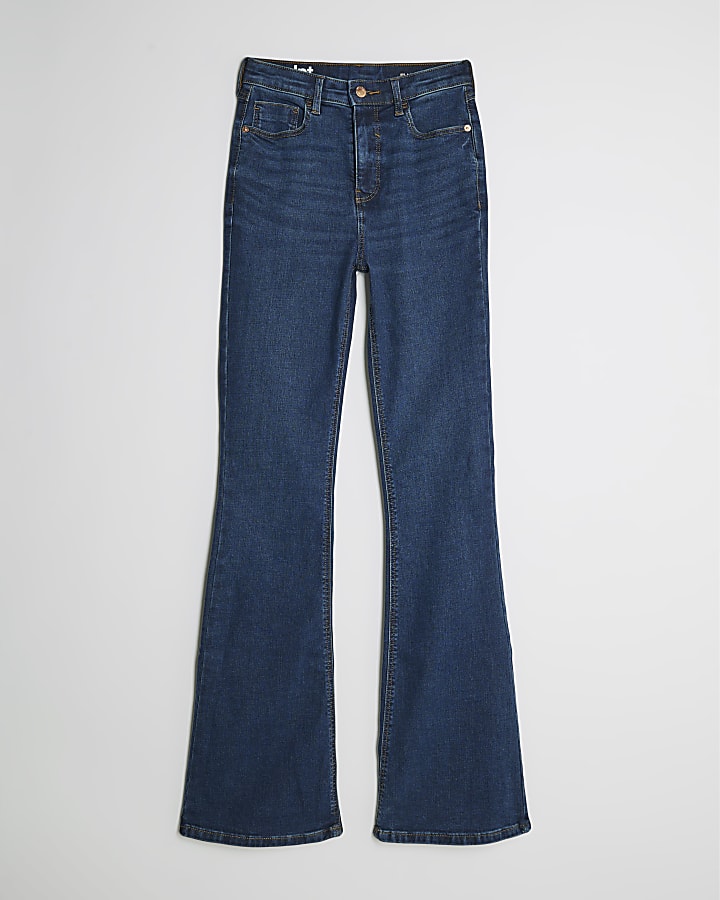 river island Blue High Rise Sculpt Flare Jeans