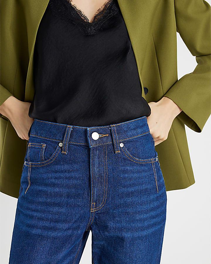 River Island Blue High Rise Sculpt Mom Jeans