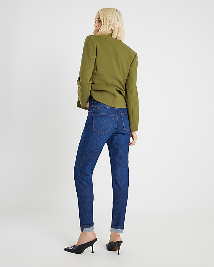 River Island Blue High Rise Sculpt Mom Jeans