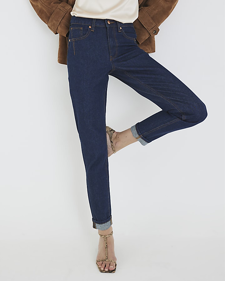 River Island Blue High Rise Sculpt Mom Jeans