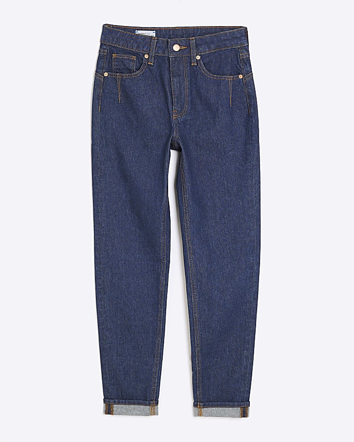river island Blue High Rise Sculpt Mom Jeans