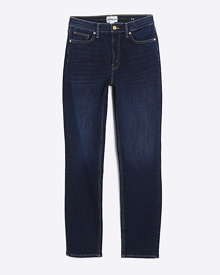 river island Blue High Rise Slim Fit Jeans