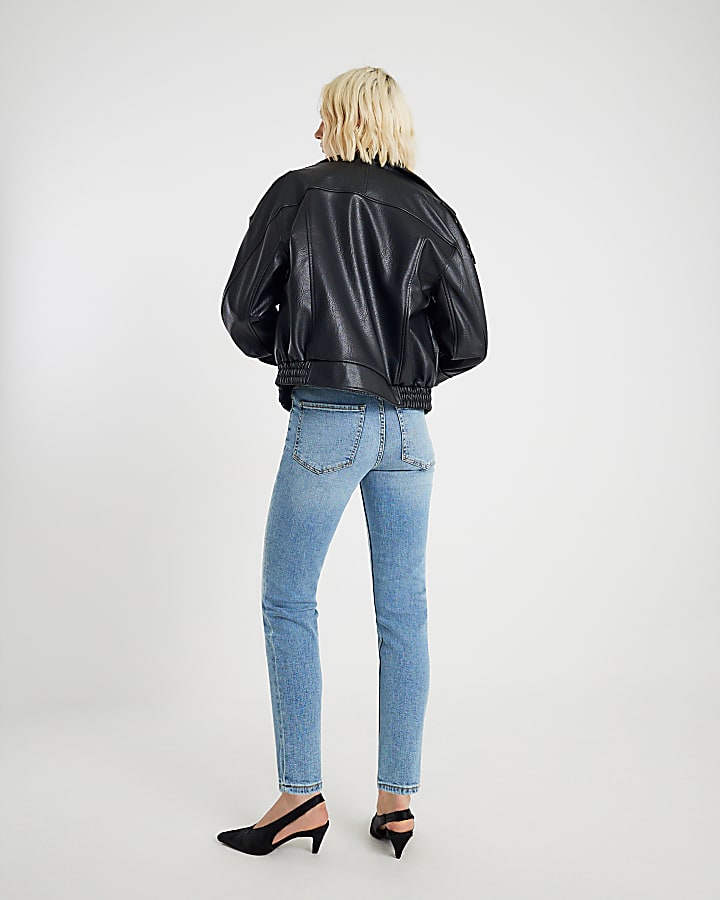 river island Blue High Rise Slim Fit Jeans