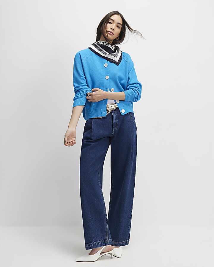 River Island Blue Knitted Long Sleeve Cardigan