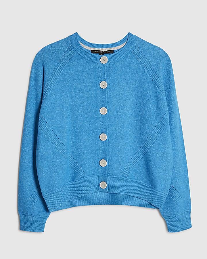 river island Blue Knitted Long Sleeve Cardigan