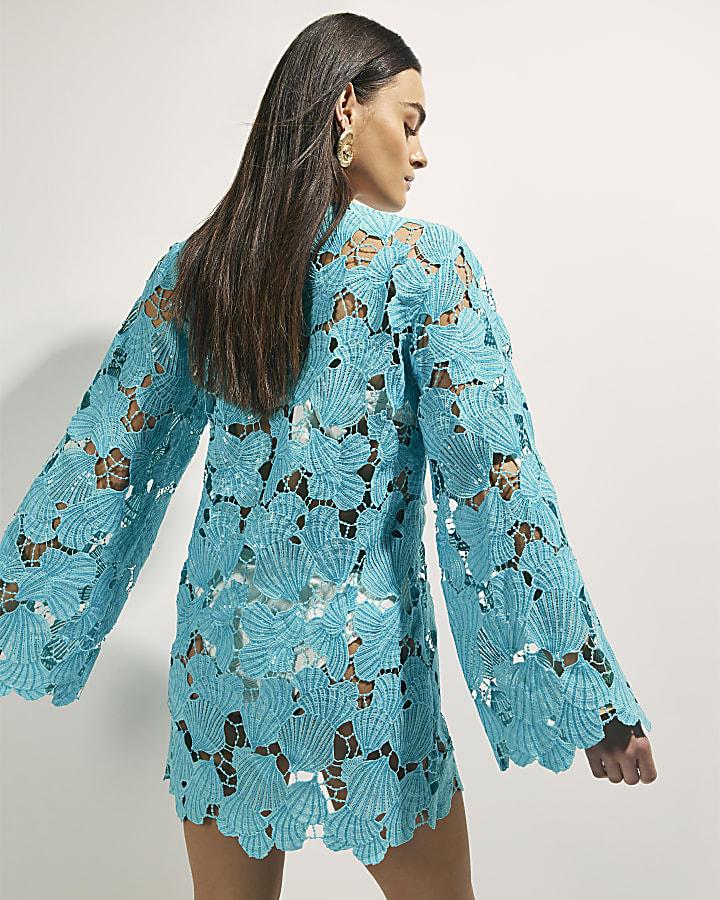 river island Blue Lace Shell Beach Tunic