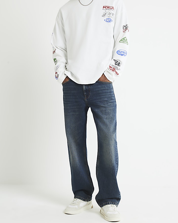 River Island Blue Loose Fit Jeans