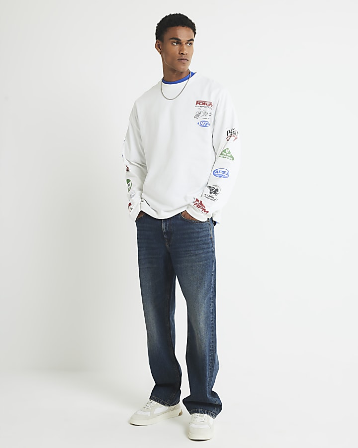 River Island Blue Loose Fit Jeans