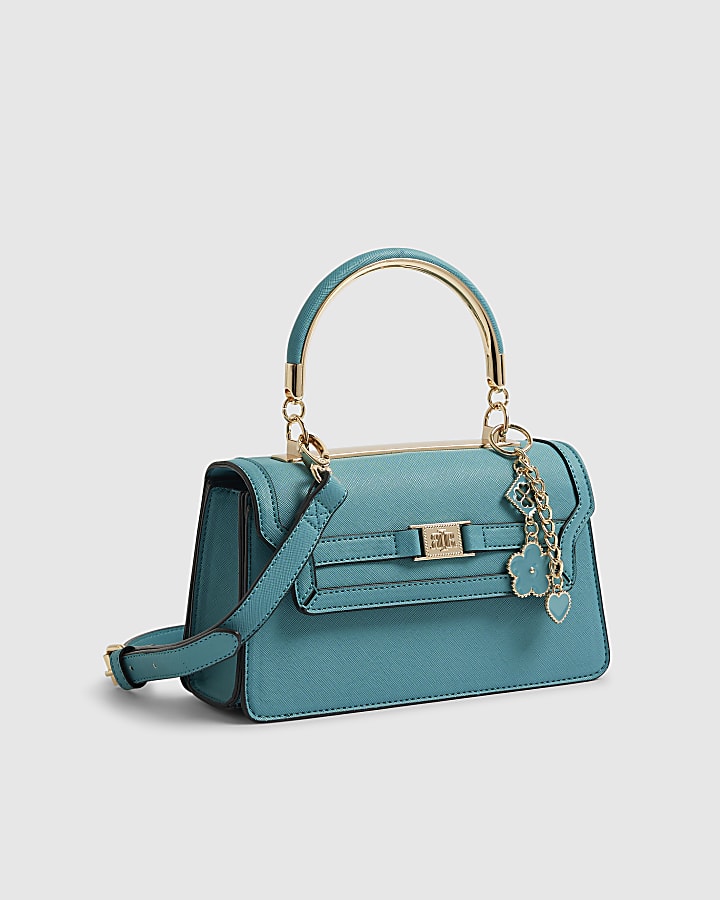 River Island Blue Metal Handle Tote Bag